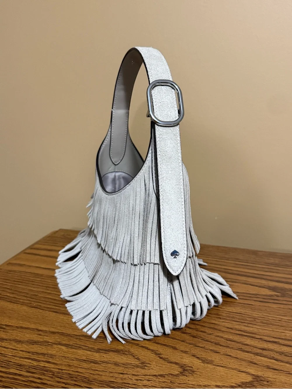 Kate Spade 454 Suede Fringe Mini Crossbody In Light Sand KN586